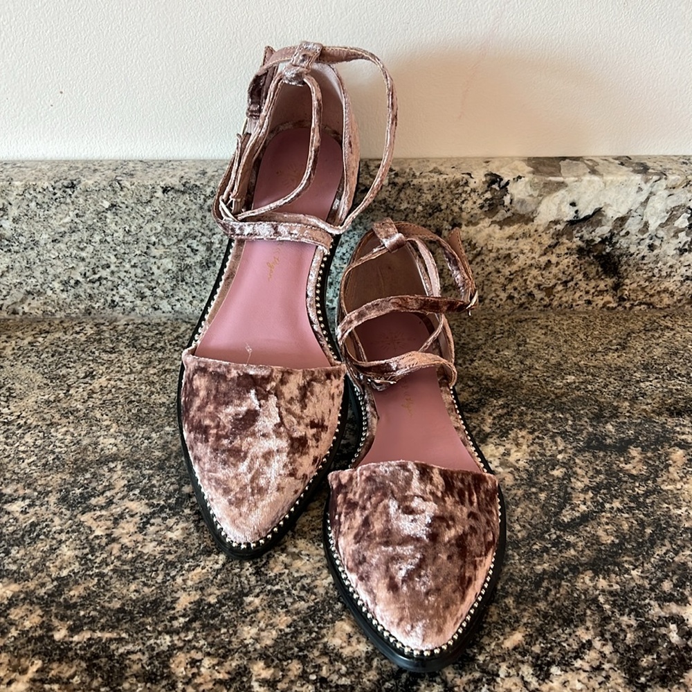Free People x Farylrobin Vegan Florence Flats Velvet Artsy Goth Preppy Womens 8